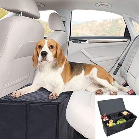 Car Seat Extender for Dogs - with Storage Compartment | Versatile Backseat and Captain Seat Bridge for Large and Small Pets, | Black Seat Platform Compatible with SUVs and Cars in Saudi Arabia