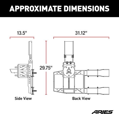 ARIES 2563001 Jeep Wrangler JL Heavy-Duty Adjustable Rear Door Spare Tire Carrier for Up to 37-Inch Wheels in Saudi Arabia