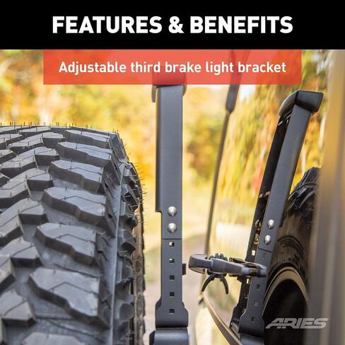 ARIES 2563001 Jeep Wrangler JL Heavy-Duty Adjustable Rear Door Spare Tire Carrier for Up to 37-Inch Wheels in Saudi Arabia