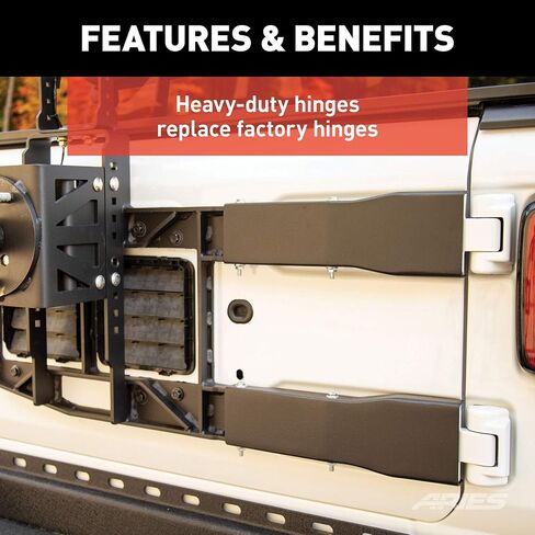 ARIES 2563001 Jeep Wrangler JL Heavy-Duty Adjustable Rear Door Spare Tire Carrier for Up to 37-Inch Wheels in Saudi Arabia