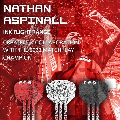 سهام الهدف تصميم Nathan Aspinall Ink رقم 6 رحلات السهام وسيقان الأعمدة المتوسطة (48 مم) - 9 رحلات و9 أعمدة في المجموع in Saudi Arabia