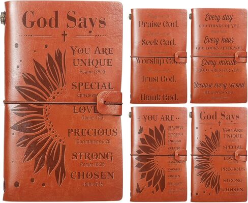 Teling 4 Pieces Leather Journal Notebook Christian Gifts for Women, Refillable Journal for Men Embossed Bible Verse Inspirational Bible Journal Birthday Christian Encouragement Present for Women in Saudi Arabia
