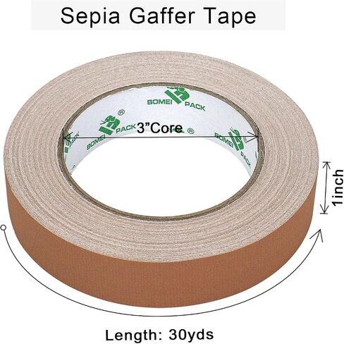 BOMEI PACK Brown Gaffer Tape, Matte Non-Reflective, 1inch x 30yds No Residue Hand Tear Self-Adhesive Gaffer Tape for Labeling, Cable, Stage, Photo Studio, Painters and Duct Repair, 1 Pack in Saudi Arabia