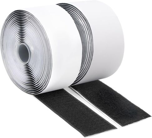 Hook and Loop Strips with Adhesive 1 Inch / 2 Inch, Nylon Double Sided Heavy Duty Tape 16 Feet, Sticky Back Fastener Roll for Home Office and Crafting Organization, Black (1Inchx16Feet) in Saudi Arabia