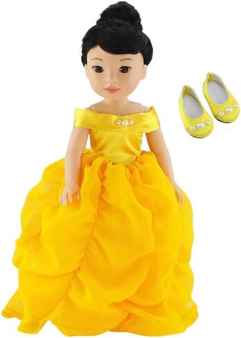 Emily Rose 14 Inch Doll Clothes - 5 PC 14" Doll Princess Costume Dress Ball Gown with Matching Gloves Doll Shoes Accessories! | Compatible with 14" Hard-Bodied Wellie Wishers Dolls in Saudi Arabia