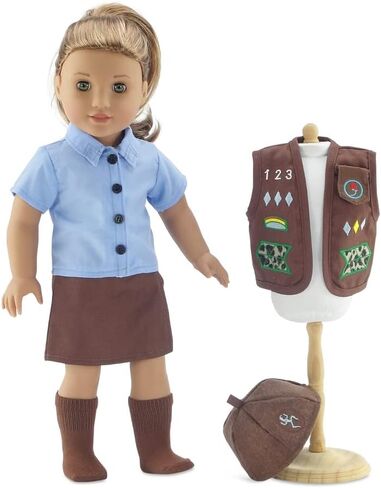 Emily Rose Doll Clothes | Value Pack - 3 18-inch Doll Girl Scout Inspired Modern Uniforms, Including Daisy, Brownie and Junior Scout Outfits | Compatible with 18" American Girl Dolls in Kuwait