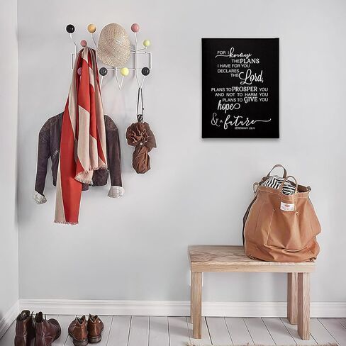 PHAMTE Jeremiah 29 11 Wall Art, Christian Jeremiah 29:11 For I Know The Plans I Have For You Wall Art, Bible Verse Scripture Print Framed Canvas Painting Christian Prayer Room Office Decor（11x14 Inch）（Black） in Kuwait