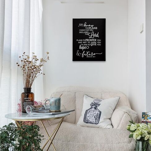 PHAMTE Jeremiah 29 11 Wall Art, Christian Jeremiah 29:11 For I Know The Plans I Have For You Wall Art, Bible Verse Scripture Print Framed Canvas Painting Christian Prayer Room Office Decor（11x14 Inch）（Black） in Kuwait