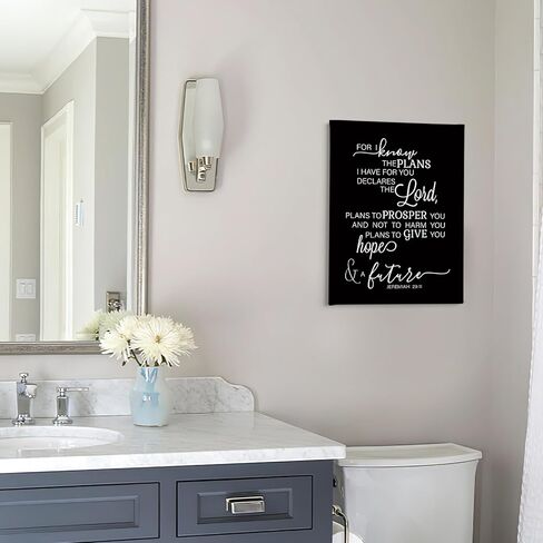 PHAMTE Jeremiah 29 11 Wall Art, Christian Jeremiah 29:11 For I Know The Plans I Have For You Wall Art, Bible Verse Scripture Print Framed Canvas Painting Christian Prayer Room Office Decor（11x14 Inch）（Black） in Kuwait