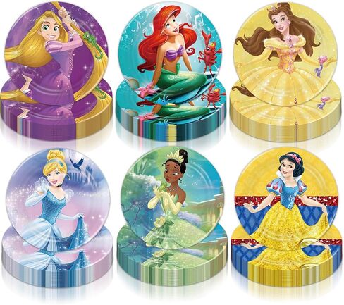 60pcs Princess Birthday Party Plates Princess Birthday Party Supplies Favors Princess Birthday Birthday Baby Shower Decor (7in) in Kuwait