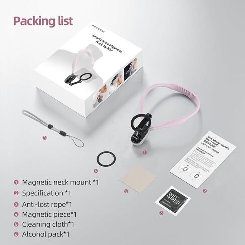 Magnetic Neck Phone Holder, Cell Phone Holder Around Neck POV/Vlog Selfie Mount Hand Free Phones Neck Holder Video Recording Chest Stand for iPhone 15 14 13 12 Pro Max Plus Mini (Grey) in Kuwait