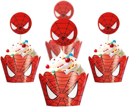 12 قطعة علوية و12 قطعة من أغلفة الكيك، زينة كعكة الحفلات (سبايدرمان) in Kuwait