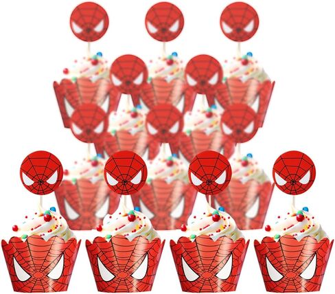 12 قطعة علوية و12 قطعة من أغلفة الكيك، زينة كعكة الحفلات (سبايدرمان) in Kuwait