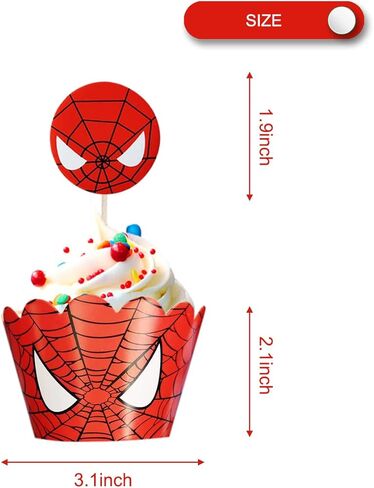 12 قطعة علوية و12 قطعة من أغلفة الكيك، زينة كعكة الحفلات (سبايدرمان) in Kuwait