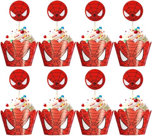 12 قطعة علوية و12 قطعة من أغلفة الكيك، زينة كعكة الحفلات (سبايدرمان) in Kuwait