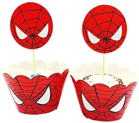 12 قطعة علوية و12 قطعة من أغلفة الكيك، زينة كعكة الحفلات (سبايدرمان) in Kuwait