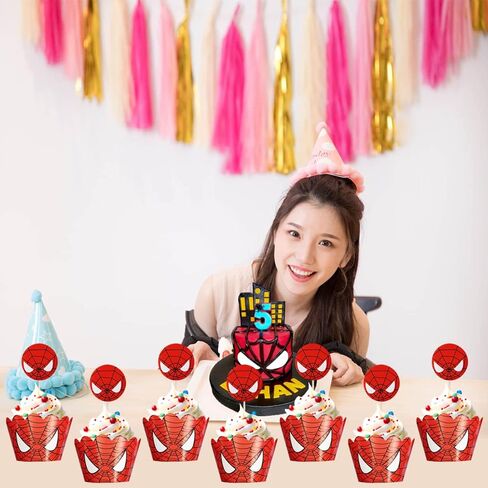 12 قطعة علوية و12 قطعة من أغلفة الكيك، زينة كعكة الحفلات (سبايدرمان) in Kuwait