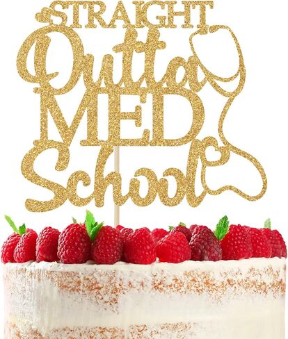 Out Medical School Cake Topper, Future Doctor Cake Decorations, Class of 2024 Medical School Survivor Graduation Party Decorations Gold Glitter in Saudi Arabia