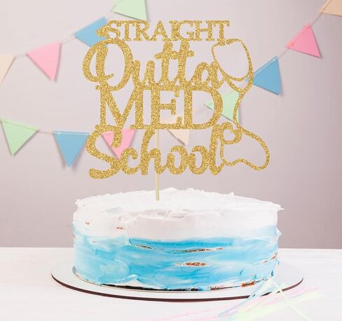 Out Medical School Cake Topper, Future Doctor Cake Decorations, Class of 2024 Medical School Survivor Graduation Party Decorations Gold Glitter in Saudi Arabia