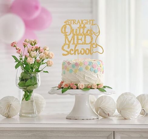 Out Medical School Cake Topper, Future Doctor Cake Decorations, Class of 2024 Medical School Survivor Graduation Party Decorations Gold Glitter in Saudi Arabia