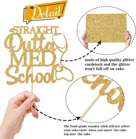 Out Medical School Cake Topper, Future Doctor Cake Decorations, Class of 2024 Medical School Survivor Graduation Party Decorations Gold Glitter in Saudi Arabia