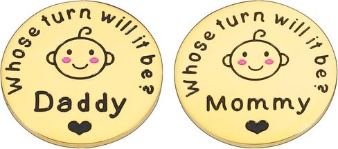Fun New Parents Decision Coin Gifts for Mom Dad Baby Shower First Time Mommy Daddy to Be Newborn Baby Gift Pregnancy Birthday Fathers Mothers Day Christmas for Women Men Coin Present Double Sided in Saudi Arabia