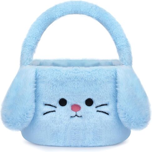 سلة عيد الفصح للأطفال، سلة أرنب عيد الفصح الزرقاء مع مقبض، حقيبة سلة عيد الفصح للأولاد لصيد بيض عيد الفصح، هدايا الحفلات ذات الطابع الخاص، ديكورات، تخزين هدايا الحلوى in Kuwait