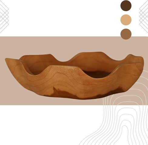 Wooden Bowls For Decor Teak Wood Hand Carved Bowl - D11.8 Wavy Live Edge Wooden Bowl - Irregular Wood Fruit Bowl Decorative Farmhouse Bowl in Saudi Arabia