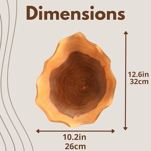 Wooden Bowls For Decor Teak Wood Hand Carved Bowl - D11.8 Wavy Live Edge Wooden Bowl - Irregular Wood Fruit Bowl Decorative Farmhouse Bowl in Saudi Arabia