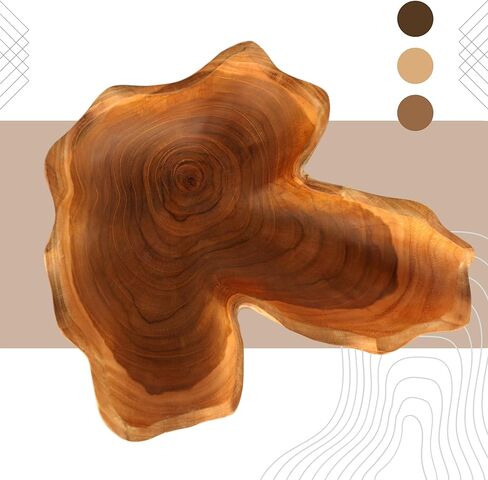 Wooden Bowls For Decor Teak Wood Hand Carved Bowl - D11.8 Wavy Live Edge Wooden Bowl - Irregular Wood Fruit Bowl Decorative Farmhouse Bowl in Saudi Arabia
