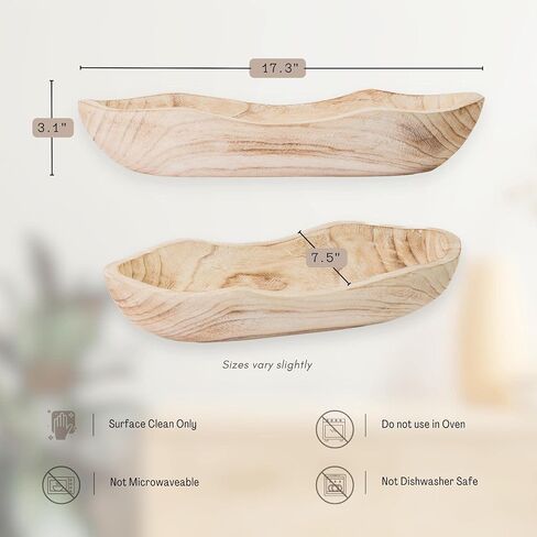 Wood Dough Bowl 17in, Wooden Fruit Bowl, Long Wooden Bowl, Decor Bowl, Potpourri Bowl, Key Bowl, Centerpiece Bowl, Wood Bowl, Wooden Dough Bowl, Wood Tray, Decorative Bowl, Decorative Tray in Saudi Arabia