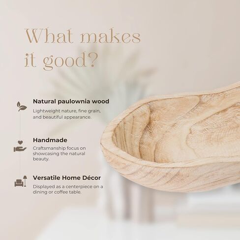 Wood Dough Bowl 17in, Wooden Fruit Bowl, Long Wooden Bowl, Decor Bowl, Potpourri Bowl, Key Bowl, Centerpiece Bowl, Wood Bowl, Wooden Dough Bowl, Wood Tray, Decorative Bowl, Decorative Tray in Saudi Arabia