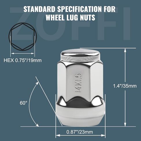 ZOFFI M14x1.5 Lug Nuts 24pcs Replacement for 2011-2018 Jeep Grand Cherokee 2008-2020 Buik Enclave 1999-2020 Cadillac Escalade Aftermarket Wheel - Chrome Closed End Solid Lug Nuts in Saudi Arabia