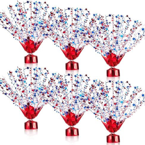 Tudomro 6 Pcs Red Blue and White Star Burst Centerpieces Metallic Plastic Patriotic Spray Centerpiece 4th of July Decorations for Independence Day Memorial Day Party Supplies in Saudi Arabia