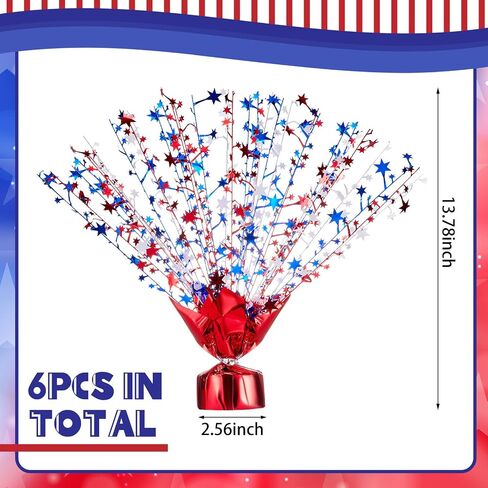 Tudomro 6 Pcs Red Blue and White Star Burst Centerpieces Metallic Plastic Patriotic Spray Centerpiece 4th of July Decorations for Independence Day Memorial Day Party Supplies in Saudi Arabia