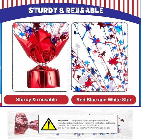 Tudomro 6 Pcs Red Blue and White Star Burst Centerpieces Metallic Plastic Patriotic Spray Centerpiece 4th of July Decorations for Independence Day Memorial Day Party Supplies in Saudi Arabia