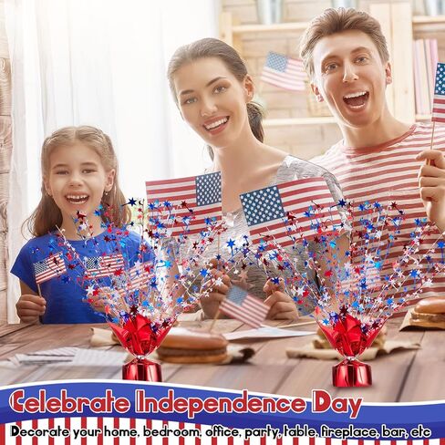 Tudomro 6 Pcs Red Blue and White Star Burst Centerpieces Metallic Plastic Patriotic Spray Centerpiece 4th of July Decorations for Independence Day Memorial Day Party Supplies in Saudi Arabia