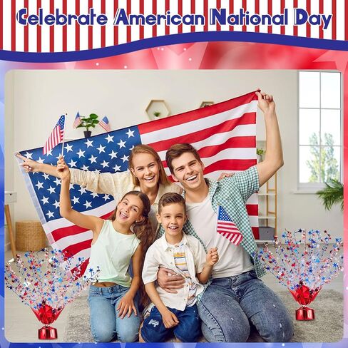 Tudomro 6 Pcs Red Blue and White Star Burst Centerpieces Metallic Plastic Patriotic Spray Centerpiece 4th of July Decorations for Independence Day Memorial Day Party Supplies in Saudi Arabia