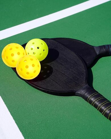 كرات بيكل بول الخارجية - معتمدة من الولايات المتحدة الأمريكية (USAPA) للعب في البطولات، 4/9 عبوات، أخضر نيون/أصفر، كرة منافسة 40 فتحة، هدايا مجداف كرة مخلل للمبتدئين والمحترفين in Kuwait