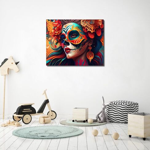 TUMOVO Colorful Skeleton Woman Paint by Numbers for Adults DIY Arts Craft Beginner Mexican Day of The Dead Paint by Number Kit Oil Painting Adult Paint by Number Kits On Canvas Acrylic 16"x20" in Saudi Arabia