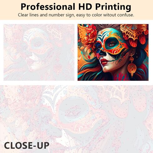 TUMOVO Colorful Skeleton Woman Paint by Numbers for Adults DIY Arts Craft Beginner Mexican Day of The Dead Paint by Number Kit Oil Painting Adult Paint by Number Kits On Canvas Acrylic 16"x20" in Saudi Arabia