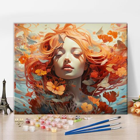 TUMOVO Cat Paint by Numbers for Adults Beginner Colorful Flower Abstract Cat Cute Painting Paint by Number Kits on Canvas Paint Animal Drawing with Oil Painting Home Decor 16"x20" Inch in Saudi Arabia