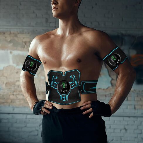 جهاز Ab Stimulator التكتيكي X Abs: معدات تمرين عضلات البطن، جهاز تمارين البطن المحمول، معدات اللياقة البدنية للرجال والنساء، قابلة لإعادة الشحن عبر USB لتدريب البطن/الذراع/الساق في المنزل والمكتب باللون الأسود in Kuwait