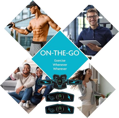 جهاز Ab Stimulator التكتيكي X Abs: معدات تمرين عضلات البطن، جهاز تمارين البطن المحمول، معدات اللياقة البدنية للرجال والنساء، قابلة لإعادة الشحن عبر USB لتدريب البطن/الذراع/الساق في المنزل والمكتب باللون الأسود in Kuwait