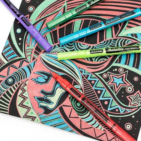 ZEYAR Acrylic Paint Pens, Water based, Fine Point, 12 Metallic colors, Acid Free, Opaque Ink, Great for greeting card, Album, Poster, Scrapbook and so on in Saudi Arabia