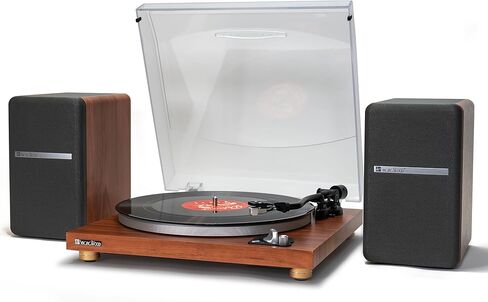 محرك حزام بلوتوث SingingWood VP42AS مزود بسرعتين مدمجتين في قرص دوار Preamp Hi-Fi مع مكبرات صوت على رف الكتب بقدرة 44 وات، ومشغل تسجيلات الفينيل مع تشغيل بلوتوث بخرطوشة مغناطيسية (جوز) in Kuwait