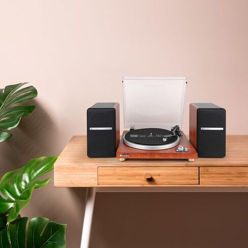محرك حزام بلوتوث SingingWood VP42AS مزود بسرعتين مدمجتين في قرص دوار Preamp Hi-Fi مع مكبرات صوت على رف الكتب بقدرة 44 وات، ومشغل تسجيلات الفينيل مع تشغيل بلوتوث بخرطوشة مغناطيسية (جوز) in Kuwait