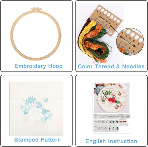 ojindiy Embroidery Kits for Beginners Adults 3 Packs, Learn Basic Flowers and Delicate Stitches, Embroidery Kit for Craft Lover and Starter, Cross Stitch in Saudi Arabia