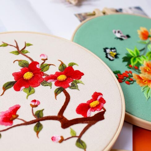ojindiy Embroidery Kits for Beginners Adults 3 Packs, Learn Basic Flowers and Delicate Stitches, Embroidery Kit for Craft Lover and Starter, Cross Stitch in Saudi Arabia