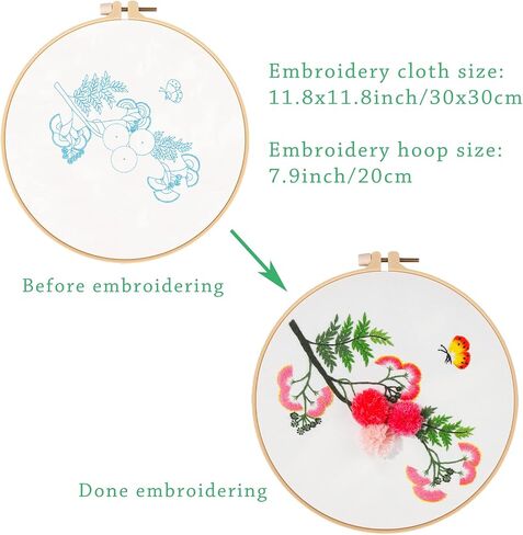 ojindiy Embroidery Kits for Beginners Adults 3 Packs, Learn Basic Flowers and Delicate Stitches, Embroidery Kit for Craft Lover and Starter, Cross Stitch in Saudi Arabia